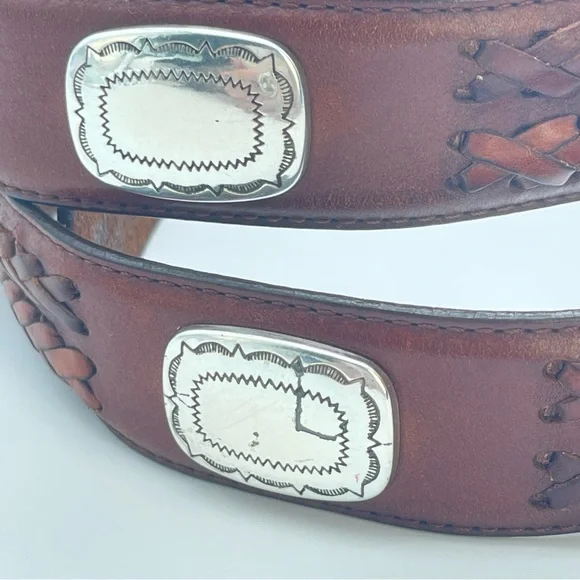 Vintage 1991 Brighton Leather Concho Braided Belt Men’s Women’s Unisex 42 - Picture 10 of 12